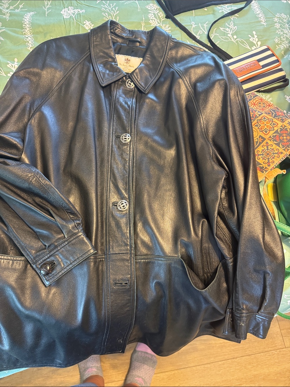 Black Leather Button-Front Jacket - bought in Florence, Italy